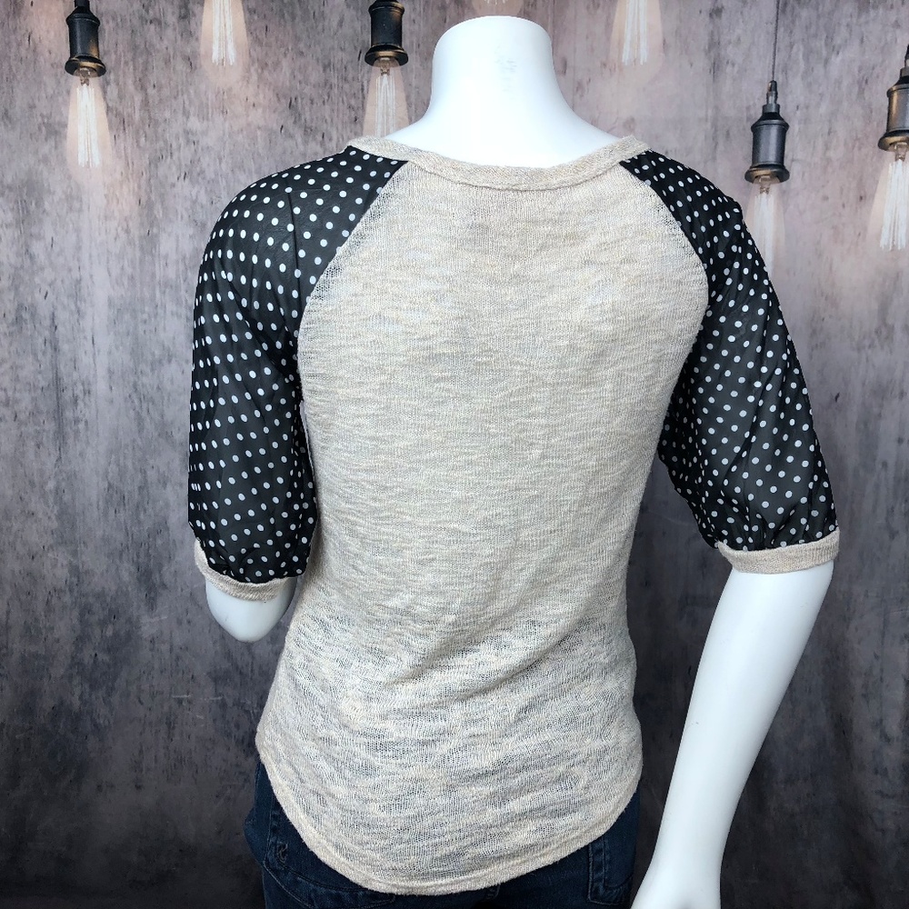 Mauve Owl Bohemian Knit Polka Dot Top Blouse Med - Picture 4 of 7